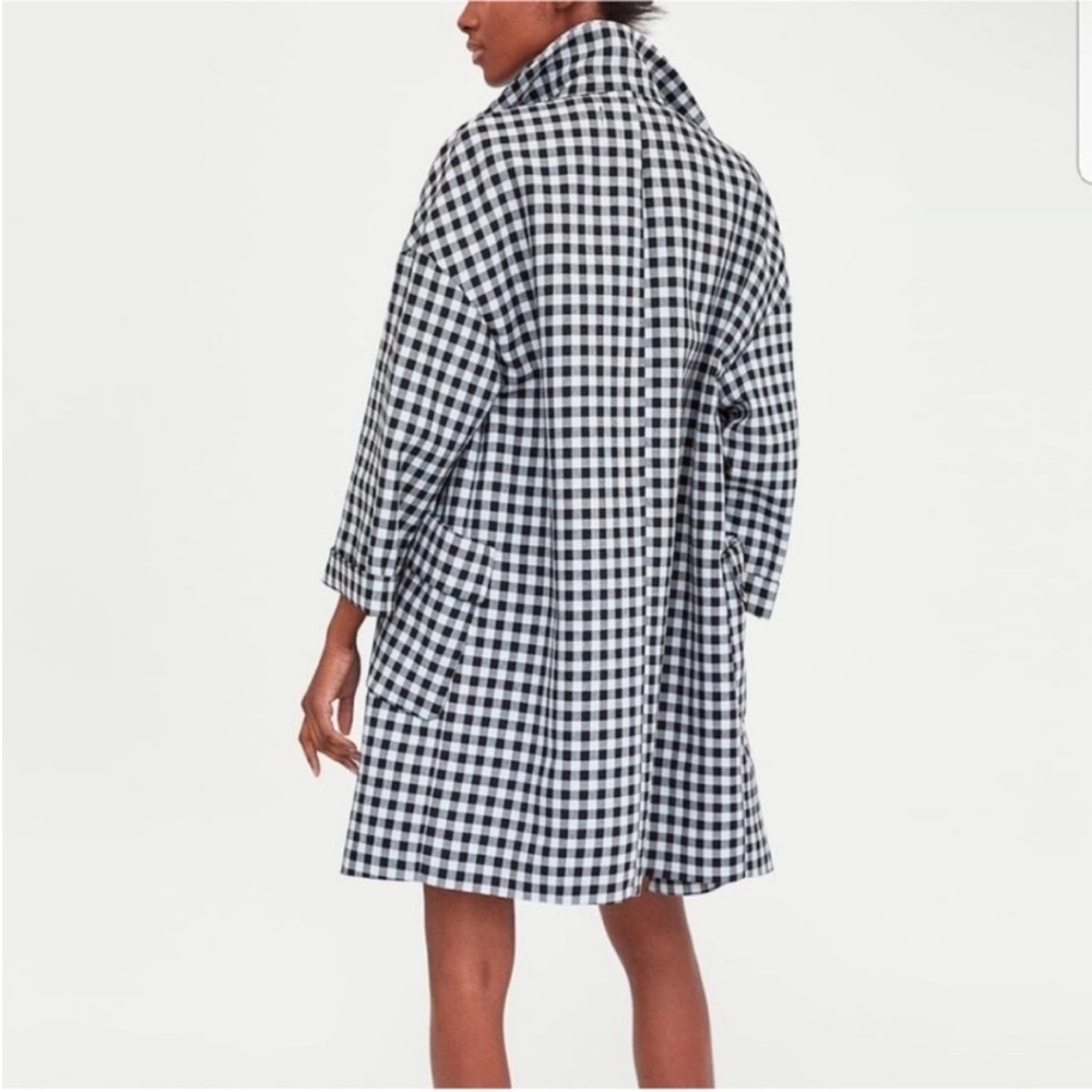 Zara gingham plaid coat Black White blogger favorite women’s size small - Picture 4 of 8